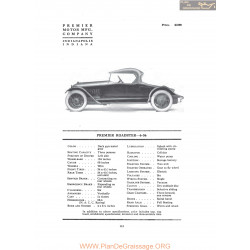 Premier Roadster 6 56 Fiche Info 1916