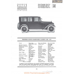 Premier Seven Oassenger Closed Car 6 D Fiche Info 1920