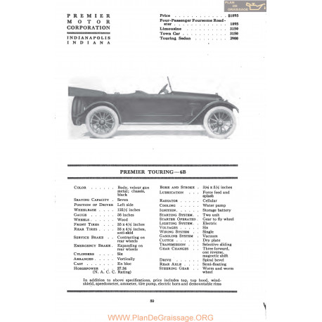 Premier Touring 6b Fiche Info Mc Clures 1917
