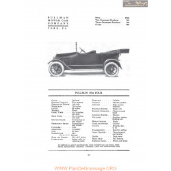 Pullman 1916 Four Fiche Info 1916