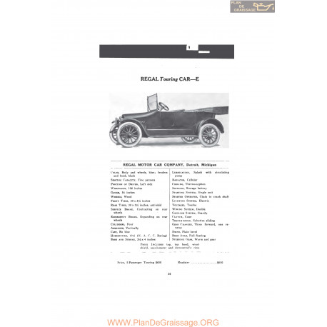 Regal Touring Car E Fiche Info Mc Clures 1916