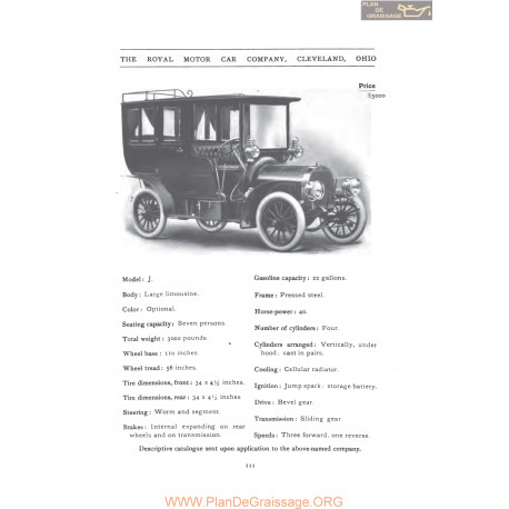Royal Model J Fiche Info 1906