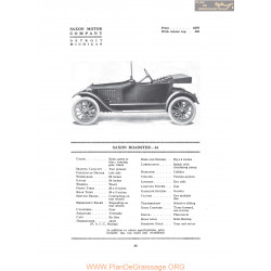 Saxon Roadster 14 Fiche Info 1916