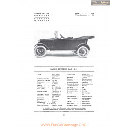 Saxon Touring Car S2 Fiche Info 1916