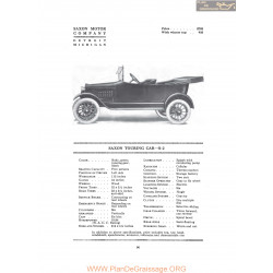 Saxon Touring Car S2 Fiche Info 1916
