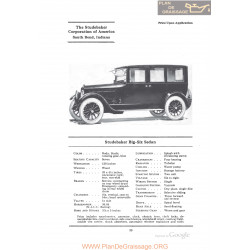 Studebaker Big Six Sedan Fiche Info 1922