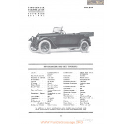 Studebaker Big Six Touring Fiche Info 1918