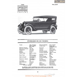 Studebaker Big Six Touring Fiche Info 1920