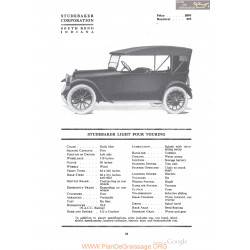 Studebaker Light Four Touring Fiche Info 1918