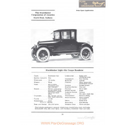 Studebaker Light Six Coupe Roadster Fiche Info 1922