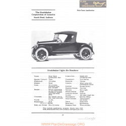 Studebaker Light Six Roadster Fiche Info 1922