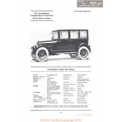 Studebaker Light Six Sedan Fiche Info 1922