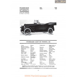 Studebaker Light Six Touring Eh Fiche Info 1919
