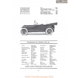 Studebaker Six Touring Car Ed Fiche Info 1916