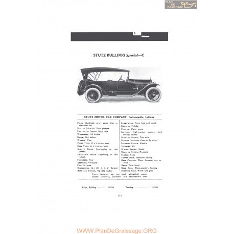 Stutz Bulldog Special C Fiche Info Mc Clures 1916