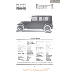 Templar Sedan Fiche Info 1920