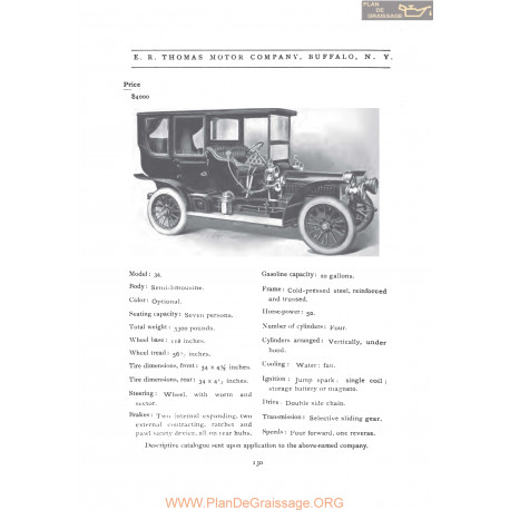 Thomas Model 34 Fiche Info 1906