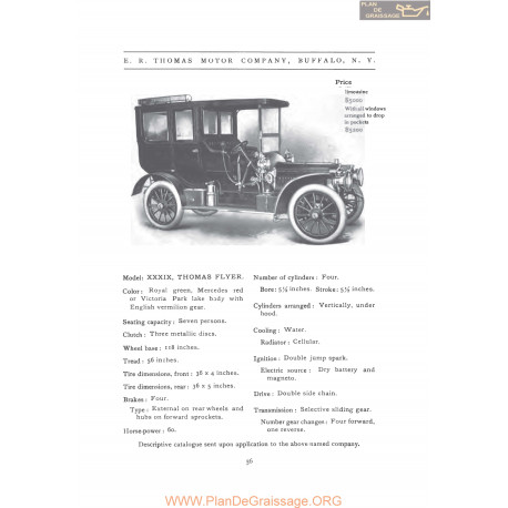 Thomas Xxxix Flyer Fiche Info 1907