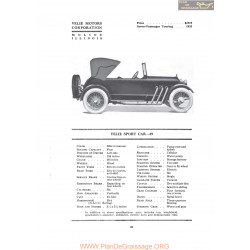 Velie Sport Car 39 Fiche Info 1919