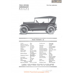Velie Touring 34 Fiche Info 1920
