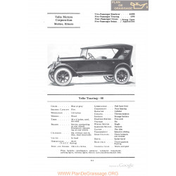Velie Touring 58 Fiche Info 1922