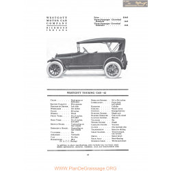 Westcott Touring Car 42 Fiche Info 1916