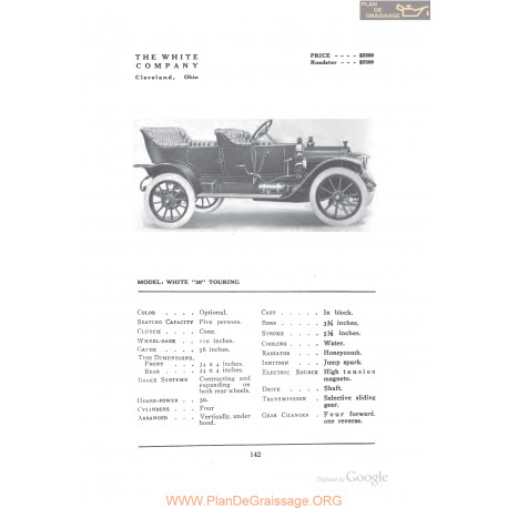 White 30 Touring Fiche Info 1912