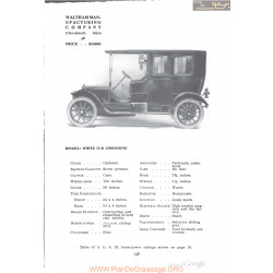White Gb Limousine Seven Persons Fiche Info 1910