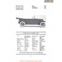 Willys Overland Six Touring 85b Fiche Info 1917