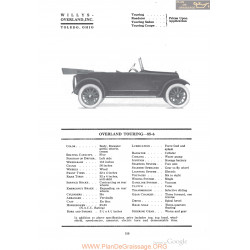 Willys Overland Touring 85 6 Fiche Info 1918