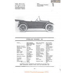 Willys Overland Touring 90 Fiche Info Mc Clures 1917