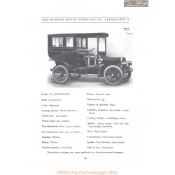 Winton Model K Limousine Fiche Info 1906