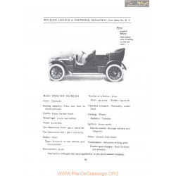 Wyckoff Model English Daimler Fiche Info 1907