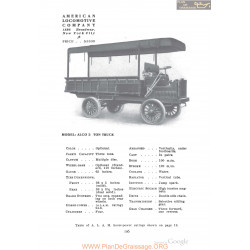 American Alco 3 Ton Truck Fiche Info 1910