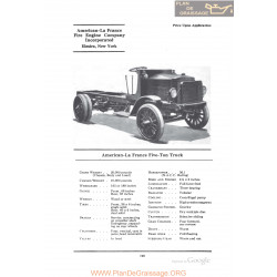 American La France Five Ton Truck Fiche Info 1922