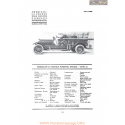American La France Pumping Engine Type 12 Fiche Info 1917