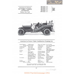 American La France Tripe Combination Pumping Car Fiche Info 1922