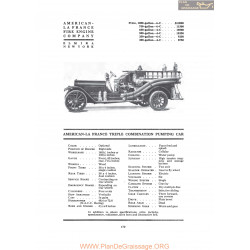 American La France Triple Combinationpuming Car Fiche Info 1919