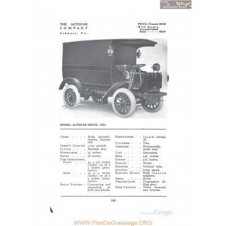 Autocar Truck Xxi Combi Fiche Info 1912
