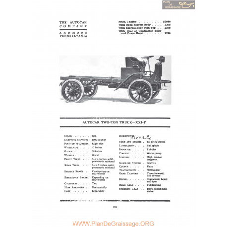 Autocar Two Ton Truck Xxif Fiche Info 1919