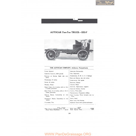 Autocar Two Ton Truck Xxlf Fiche Info 1916