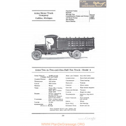 Cadillac Acme Two To Two And One Half Ton Truck Model A Fiche Info 1922