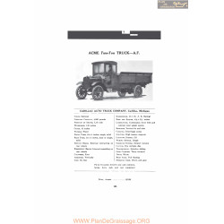 Cadillac Acme Two Ton Truck Af Fiche Info 1916