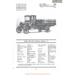Cadillac Acme Two Ton Truck Model A Fiche Info 1917