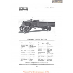 Clydesdale Two Ton Truck 65 Fiche Info 1919