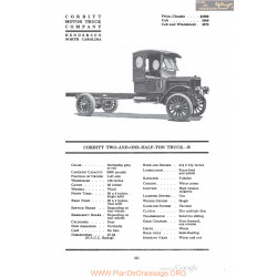 Corbitt Two And One Half Ton Truck B Fiche Info 1920