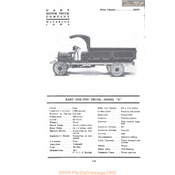 Dart One Ton Truck Model E Fiche Info 1917