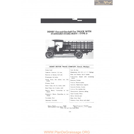 Denby One And One Half Ton Truck With Standard Stake Body Type D Fiche Info 1916