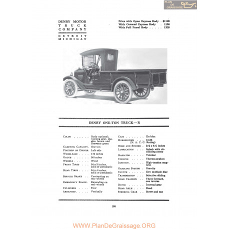 Denby One Ton Truck R Fiche Info 1917