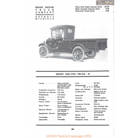 Denby One Tontruck R Fiche Info 1917